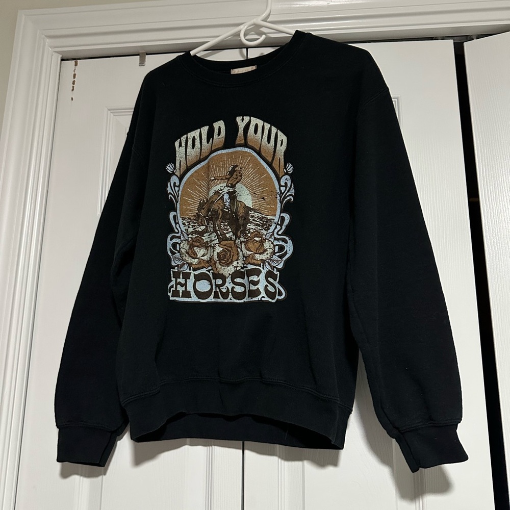 Altar'd State Black and Brown Graphic Sweatshirt